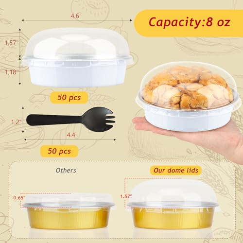LNYZQUS 8oz Mini Pie Tins with Lids 50 Pack, 4 Inch Individual Cake Pans - color: White