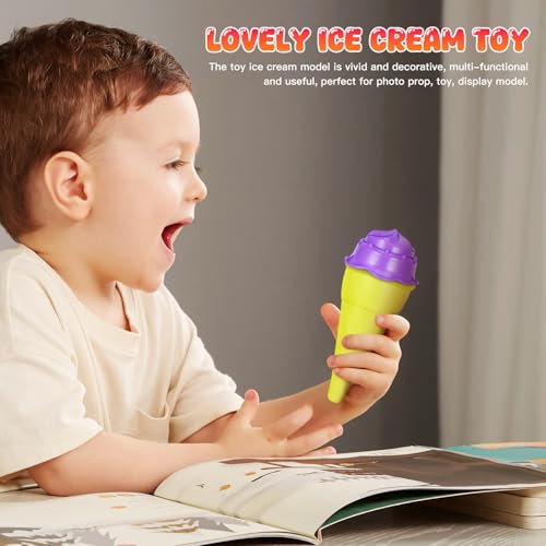 VOSAREA 1 Set Plastic Sand Ice Cream Set, Ice Cream Cones with Scoop, Kids Beach Sand Model Tool for Outdoor Seaside Activities