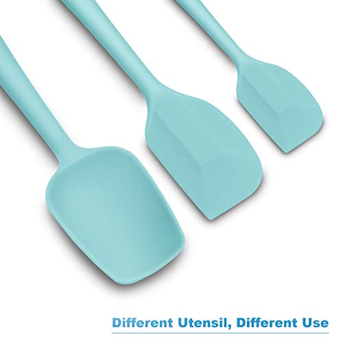 3-Piece Silicone Spatula Set, 600°F Heat Resistant, Aqua Sky - color: E-Aqua Sky