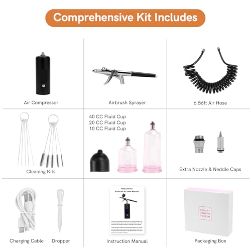 BriSunshine Cordless Rechargeable Airbrush Kit with Compressor