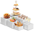 6 PCS Buffet Risers, Large Food Risers for Buffet Table, Dessert Display - color: White, size: 10" 9" 8" 7" 6" 5"
