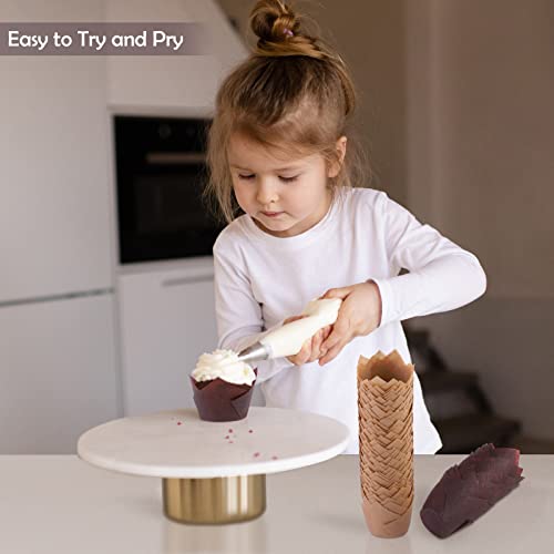 Aodaer 240 Pcs Mini Cupcake Liners Muffin Liners Baking Cups - color: Brown,Natural,White