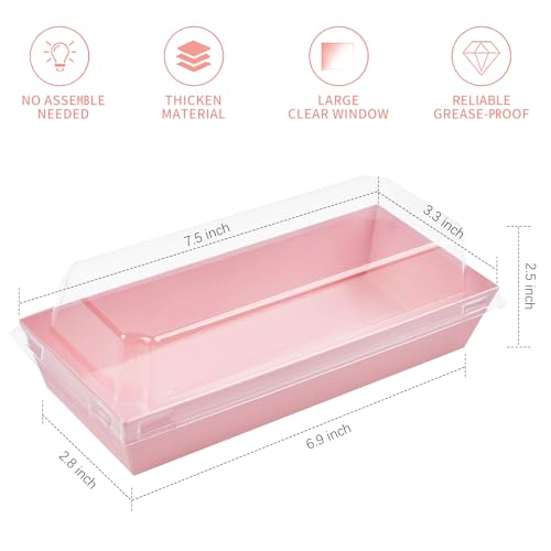 Ocmoiy Charcuterie Boxes with Clear Lids, 7.5x3.3 Inches, 50 Pack, Pink - color: Pink