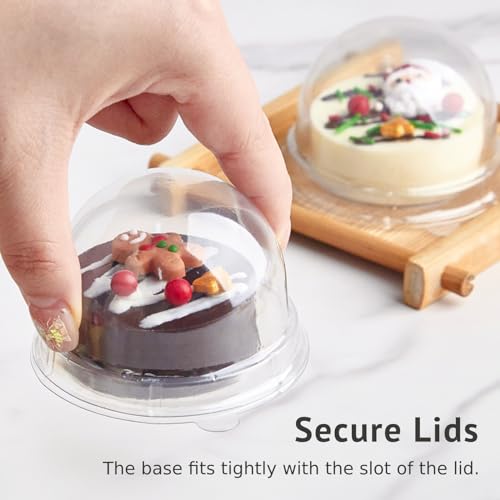 Zezzxu 100 Pack Mini Cake Containers with Lids, Clear Domes - color: Clear, style: 100 Pack