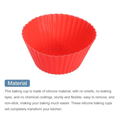 uxcell 36Pcs Silicone Cupcake Liners Non-Stick Baking Cup Red - color: Red, size: 3.5cm/1.4inch