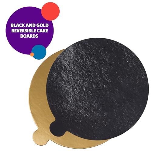 Round Cake Board | Gold & Black Corrugated Cardboard | 5 Inch | 50 Pack