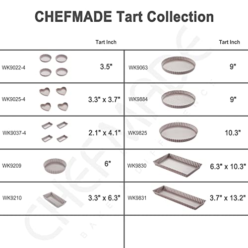 CHEFMADE Rectangle Tart Pan, 7x11-Inch with Removable Loose Bottom Non-Stick Oblong Quiche Bakeware for Oven Baking (Champagne Gold) - size: 7" x 11" Rectangle