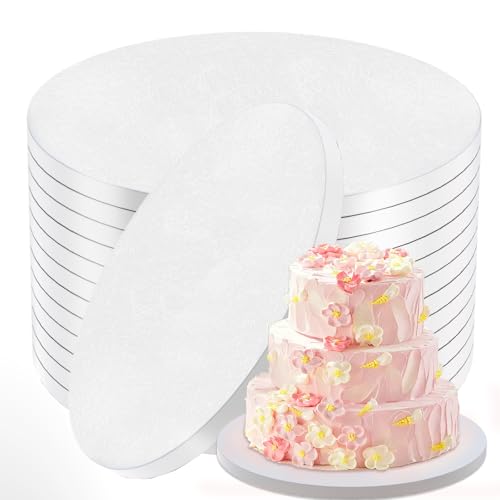 14 Inch Cakeboard 12 Pack, 1/2 Inch Thick Round Cake Boards, Bend Resistant & Sturdy White Cake Cardboard for Presenting Heavy/Tall Tiered Cakes, Base Para Pastel - size: 14 inch