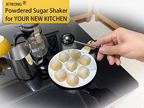 JETKONG Baker's Dusting Wand for Sugar, Flour and Spices, Stainless Steel Powdered Sugar Shaker Duster Sifter, Set of 2 (Black) - color: Black, size: 2 Pcs Small