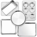 P&P CHEF Baking Pans Set of 6, Stainless Steel Bakeware Set for Cooking