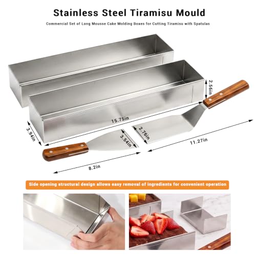 2 Pack Nonstick Rectangle Tiramisu Cake Pan With 2 Metal Spatula