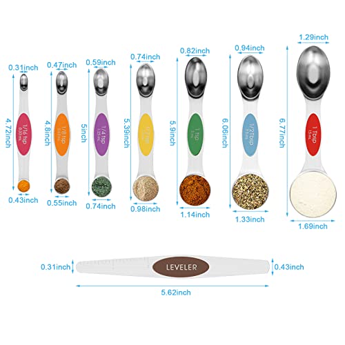 Aovchei 8 pcs Multi-Color Magnetic Measuring Spoons Set - size: 8pcs-colorful
