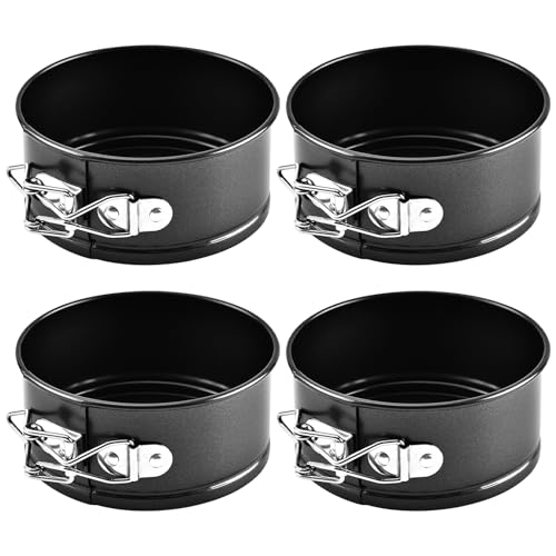 4 Inch Springform Pans Set of 4, Mini Cheesecake Pans with Removable Bottom