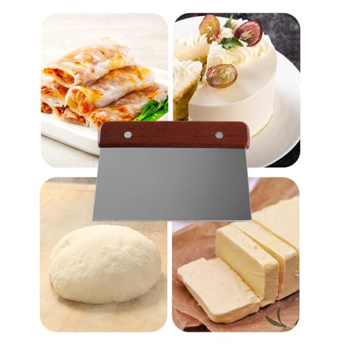 Bench Scraper Stainless Steel Dough Scraper 2 Pcs Wood Handle