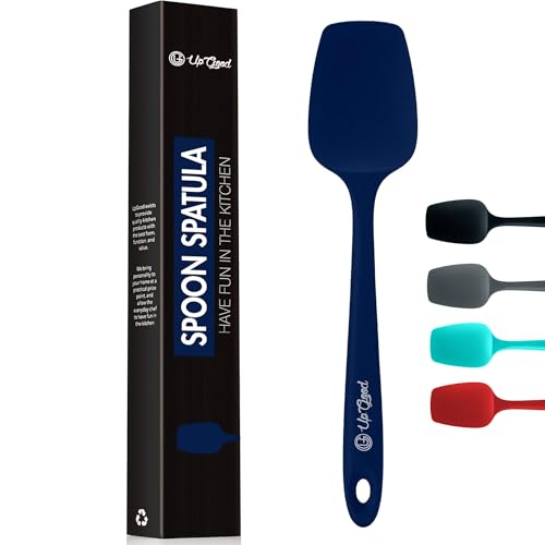 Silicone Spoon Spatula - 600ºF Heat-Resistant Non-Stick Rubber Spoonula | Use as Silicone Kitchen Scraper Utensil - Baking and Cooking Strong Stainless Steel Core | UpGood Kitchen Utensils, (Blue) - color: Blue
