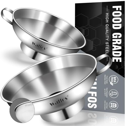 Walfos 2 Pack (4in & 5.5in) Stainless Steel Wide-Mouth Funnel with Handle for Wide and Regular Mason Jars Canning Jars, Wide-Mouth Funnels for Kitchen Use,Transferring Liquid and Dry Ingredients - color: 2pcs 5.5in+4in Stainless Steel