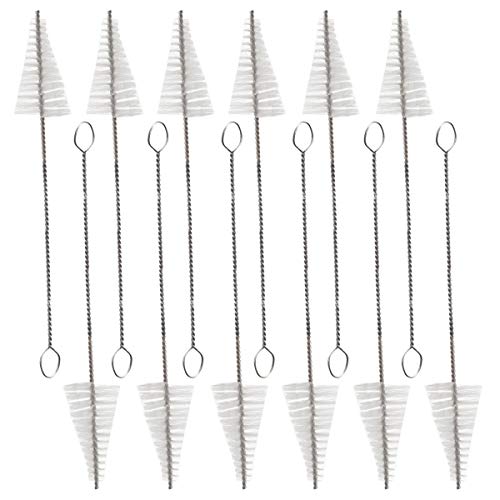12Pcs Triangle Nylon Cake Decorating Tips Brushes Professional Cake Decorating Mouth Icing Dispensers Tips Cleaning Brushes Tube Brushes Pipe Brush Cleaner for Cake Baking Tools, Whie
