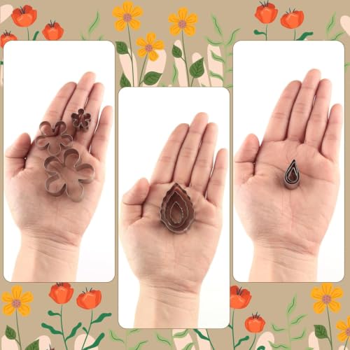 12-Piece Mini Flower & Leaf Cookie Cutters for Fondant & Cake Decorating