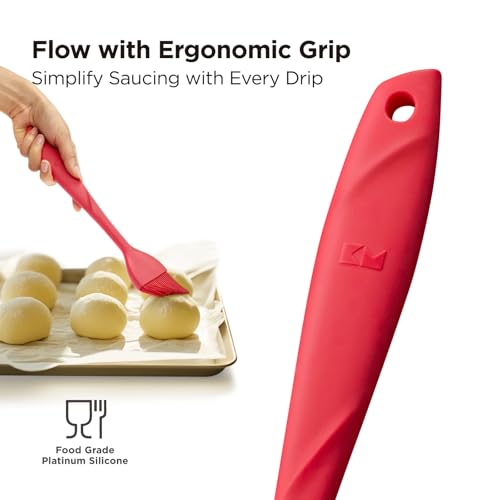 Kitchen Mama WaltzGrip Platinum Silicone Basting Pastry Brush, Red - color: Red
