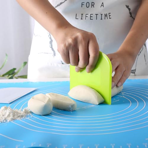 8 PCS Food-Safe Dough Cutter Bench Scraper, BPA Free Flexible PE Plastic Bowl Scraper, Multipurpose Scraper for Bread, Dough, Fondant and Icing Baking