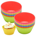 24 Pack Silicone Baking Cups, Reusable Muffin Liners Non-Stick Cupcake Molds, Small Baking Cups Truffle Cake Pan Set for Baking, Dishwasher Safe & Easy to Remove, Multicolor - size: Pack of 24