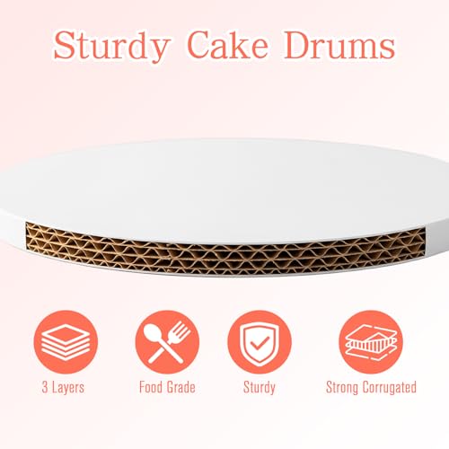 Calenzana 6 PCS Cake Boards 10 Inch Round, 1/2" Thick Cake Drums, Sturdy Food Grade Cardboard Cake Base for Wedding Birthday Party, White - size: 10 inch-6 packs