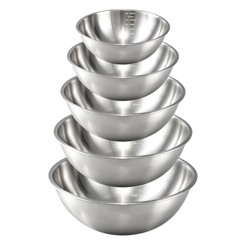 Gronivex Stainless Steel Mixing Bowls Set, 5-Piece (1.5-5.3 Qt) - size: 5 Pcs,1.5, 2.2, 3.4, 4.2 & 5.3qt
