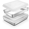 Stainless Steel Baking Pan with Lid, 12⅓ x 9¾ x 2 Inch Deep Rectangle Cake Pans with Cover for Cakes, Brownies, Cookies, Deep Side & Heavy Duty,Dishwasher & Fridge & Oven Safe(2 Pans + 2 Lids) - size: 12.4 x 9.85 x 2 Inch