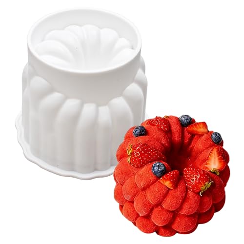 3D Raspberry Silicone Cake Mold 12.5cm Round Fruit Shape - color: White(Large Raspberry)