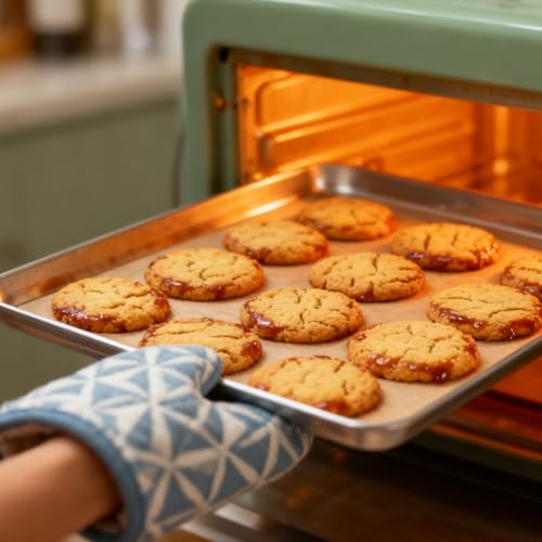 LEXININ Stainless Steel Baking Sheets, 17 x 12 x 1 Inch, Cookie Pans for Oven, 4-Piece Set, Silver