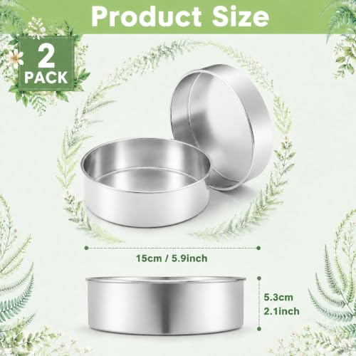 6 Inch Cake Pan, 2 Pack Stainless Steel Round Cake Baking Pans