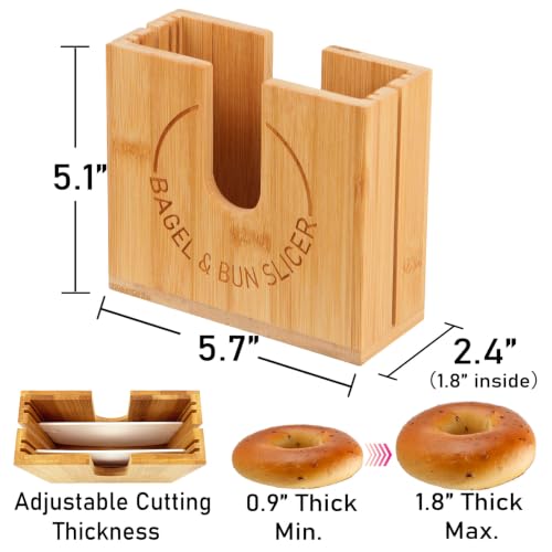 Adjustable Bagel Slicer Holder - size: Medium (Bamboo)