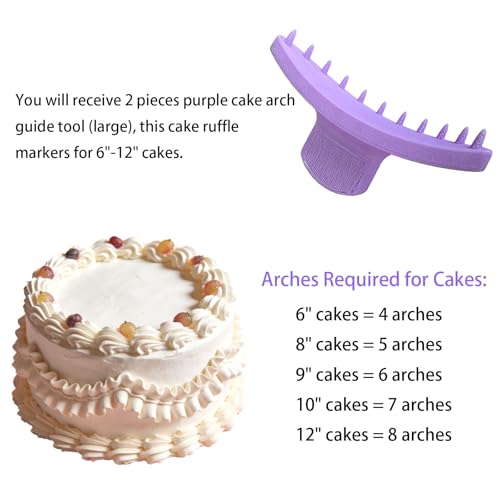 2 PCS Cake Arch Guide Tool, Ruffle Guide Stencil, Cake Piping Guide Tool, Cake Decoration Tools, Cake Ruffle Marker for 6"-12" Cakes (Large) - size: Large