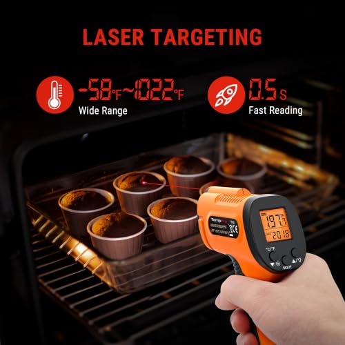 TempPro TempScan Infrared Thermometer Gun for Pizza Oven Griddle HVAC - style: 1 Laser & D:S 12:1