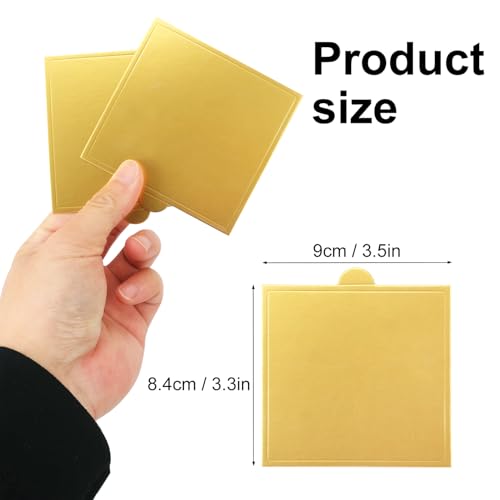 600 PCS 3.5x3.3 inch Mini Square Cake Boards,Premium Golden Mousse Cake Board, Versatile Cupcake Bases & Dessert Displays, Perfect for Parties and Special Occasions(Grease Proof) - size: 600 PCS 3.5x3.3 inch Mini Square Golden