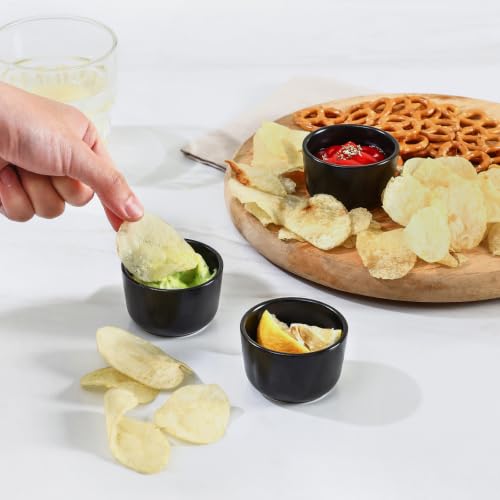 Selamica Mini Ramekins 2 OZ, Ceramic Dipping Sauce Cups, Set of 6, Black - color: Matte Black, size: 2 Oz