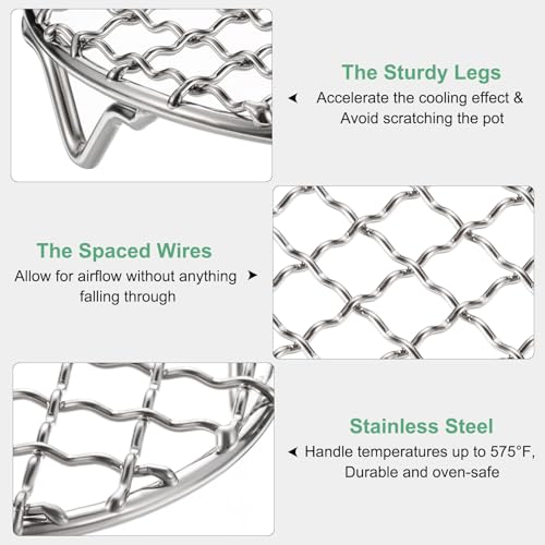 M METERXITY Cooling Rack, 7.1" Round Stainless Steel Baking Rack with 20mm Legs for BBQ/Cooking/Roasting/Grilling/Steaming/Drying, Wire Cooling Rack for Baking [Silver] - size: 7.1"