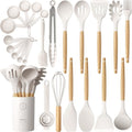 Silicone Kitchen Utensils Set, Food-grade Cooking Utensils, BPA-Free - color: Cream White
