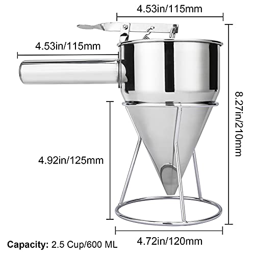 MyLifeUNIT Pancake Batter Dispenser, Stainless Steel Funnel Cake Dispenser with Stand - size: Small