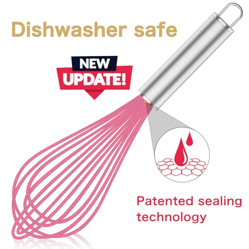 OYV Pink Silicone Whisk Set of 3, 8/10/12 Inch, Non-Scratch - color: Premium(Pink Pack)