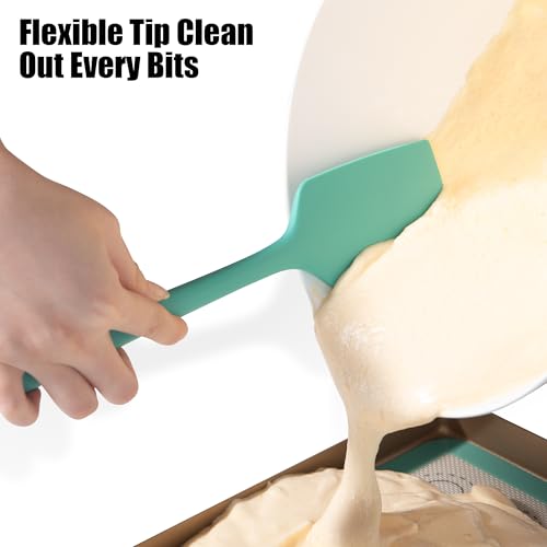 Doosu 600°F Heat Resistant Silicone Spatula Scrapers (Set of 4, Aqua Sky) - color: Aqua Sky, size: Set of 4