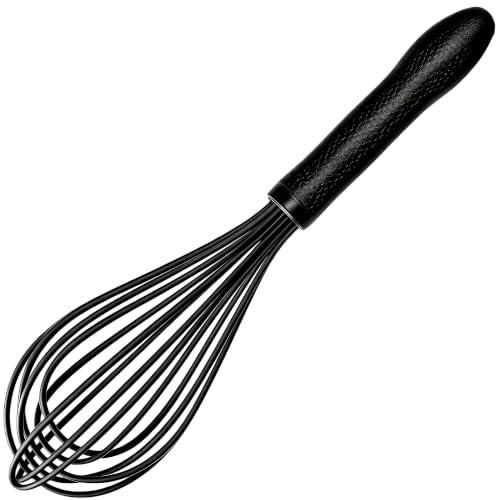 TEEVEA Silicone Whisk 11 Inch, Nonstick Heat Resistant for Cooking Baking - color: Black