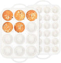 Silicone Muffin Pan with Metal Reinforced Frame - 12 Cups Muffin Pan With 24 Cups for Homemade Muffins, Cupcakes, Oven and Dishwasher Safe - Set of 2, Rainbow Dots - size: Standard+Mini