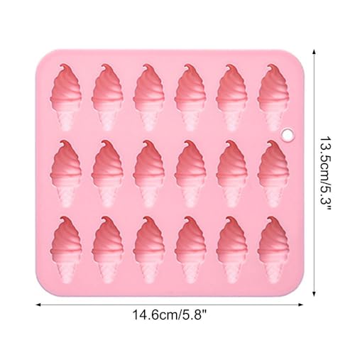 Chocolate Molds, 2Pcs Silicone Ice-Cream Cone Mold with 18 Cavities - color: Pink
