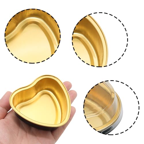 50 Pack Heart Shaped Cake Pans, 3.4oz Black and Gold - color: Black/Gold, size: Heart