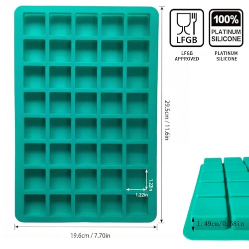 2-Pack Caramel Candy Molds - 80 Cavity Square Silicone Molds for Chocolate, Truffles, Gummy, Ganache, Jelly, Ice Cubes & Hard Candy - color: 80 Cavity Square Gummy Molds