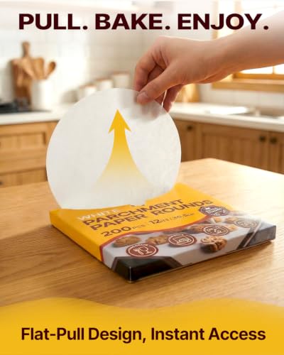 Katbite Parchment Paper Rounds, Non-Stick Heavy Duty, White, 12 Inch 200Pcs - color: White, size: 12inch