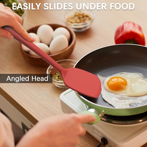 Coukre 3 Pack Silicone Spatula Set, Heat Resistant to 500°F, BPA-Free - color: PureRed