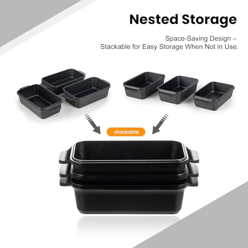 Cast Iron Loaf Pan with Lid, 9×5 Dutch Oven for Sourdough Bread Baking, Dutch Oven Pot with Lid for Bread Baking, Bread Pans for Baking, Pre-Seasoned (3 pieces, 2.2 QT Each) - color: Black 3