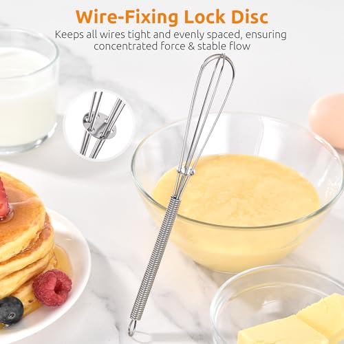 U-Taste Small Mini Whisks for Cooking, 18/8 Stainless Steel 7" Wisking Tool - color: Silver, size: Mini